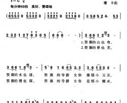 你就是资源的一道风景简谱-曾宪瑞词/珊卡曲