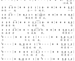 我想和你去一个地方简谱-王大冲演唱-王冲/王冲词曲