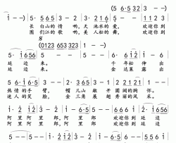 欢迎你到延边来简谱-金善姬演唱-里咏/刘丹词曲