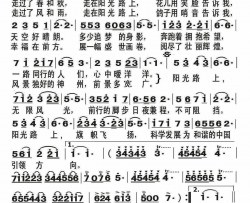 阳光路上简谱-彭丽媛演唱-甲丁、王晓岭/张宏光词曲