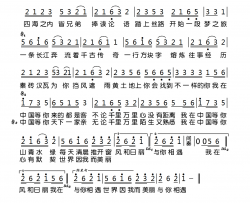 在中国等你简谱-黄晓明演唱-陈道斌/舒楠词曲