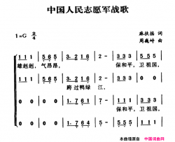 军歌金曲：中国人民志愿军战歌简谱