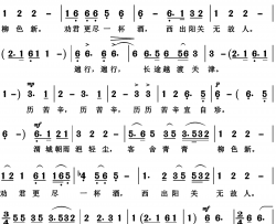 阳关三叠简谱-廖昌永演唱-王维词曲