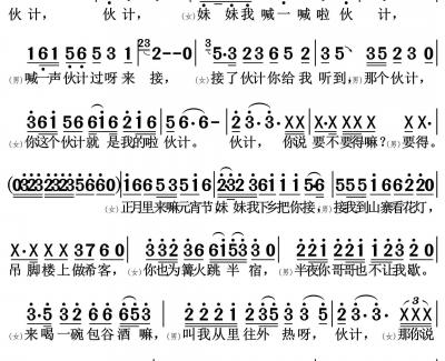 新伙计歌简谱(歌词)-陈娟演唱-张英曲谱