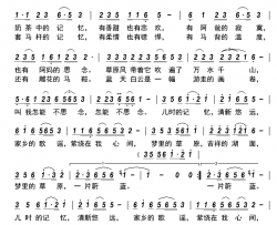 梦里的草原简谱-金柱演唱-古弓制谱
