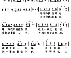 军歌金曲：哥哥要当兵走简谱-张也演唱-张士夑/楚兴元词曲