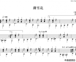 薄雪花古典吉他独奏谱简谱-陈志改编演唱