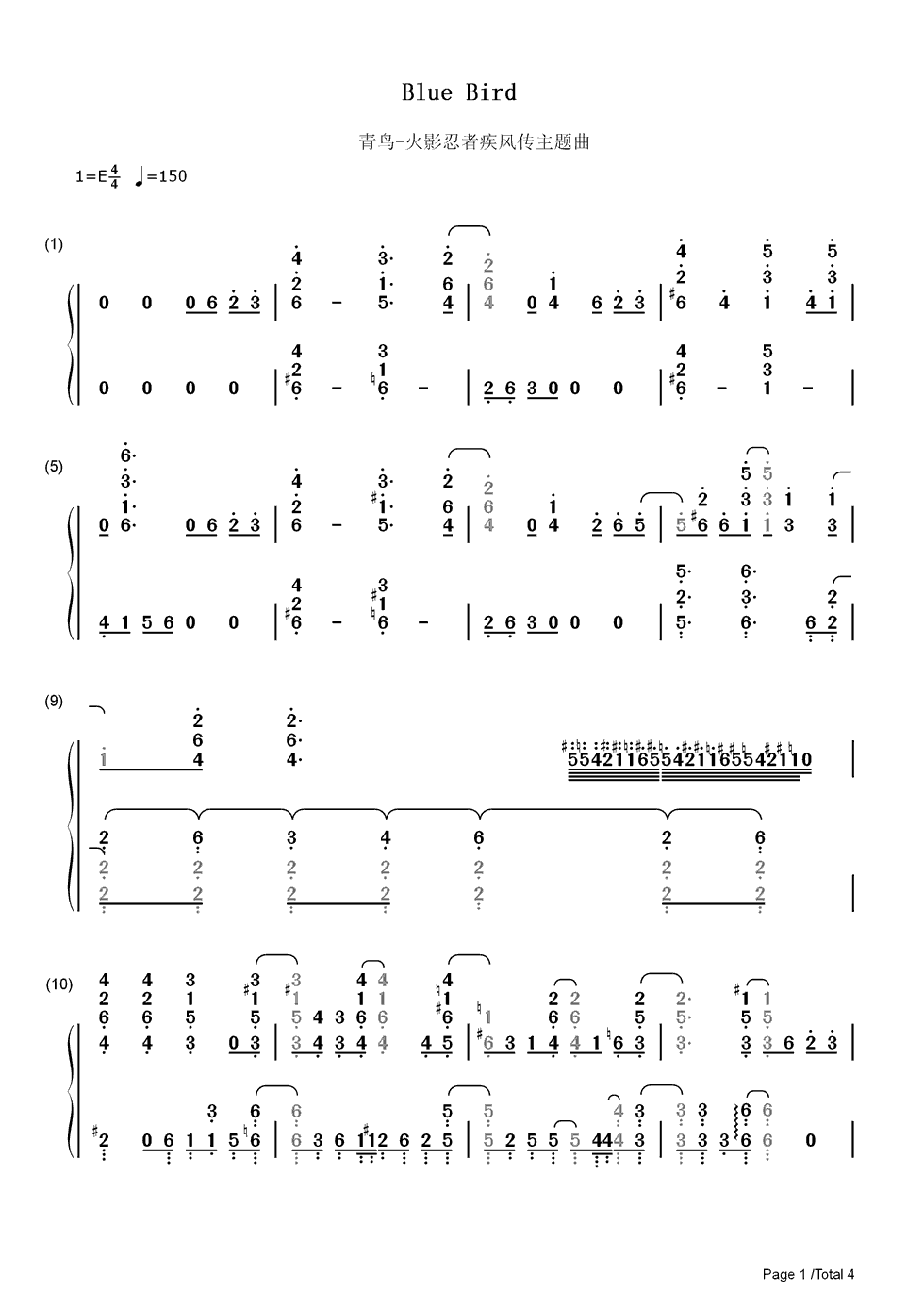 青鸟简谱  生物股长  火影忍者疾风传主题曲，鸣人陪伴了我整个青春3
