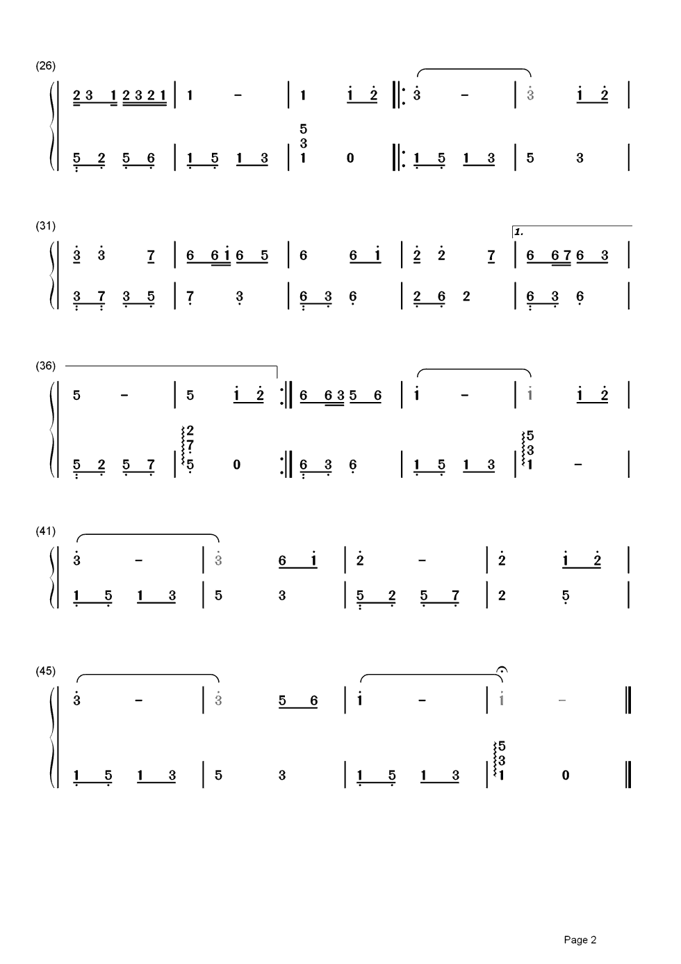 爱的奉献简谱  韦唯     这是你我心底最柔软的呼唤。。。2