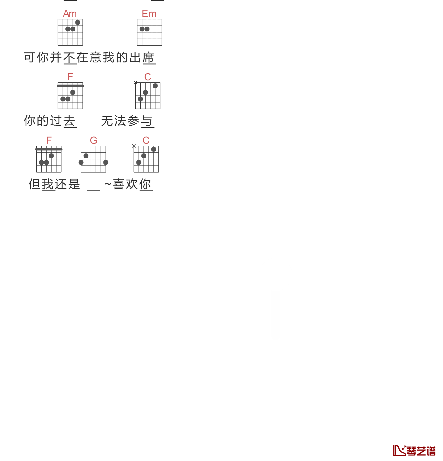遥远的你吉他谱-221小伙伴-抖音歌曲七月的风八月的雨7