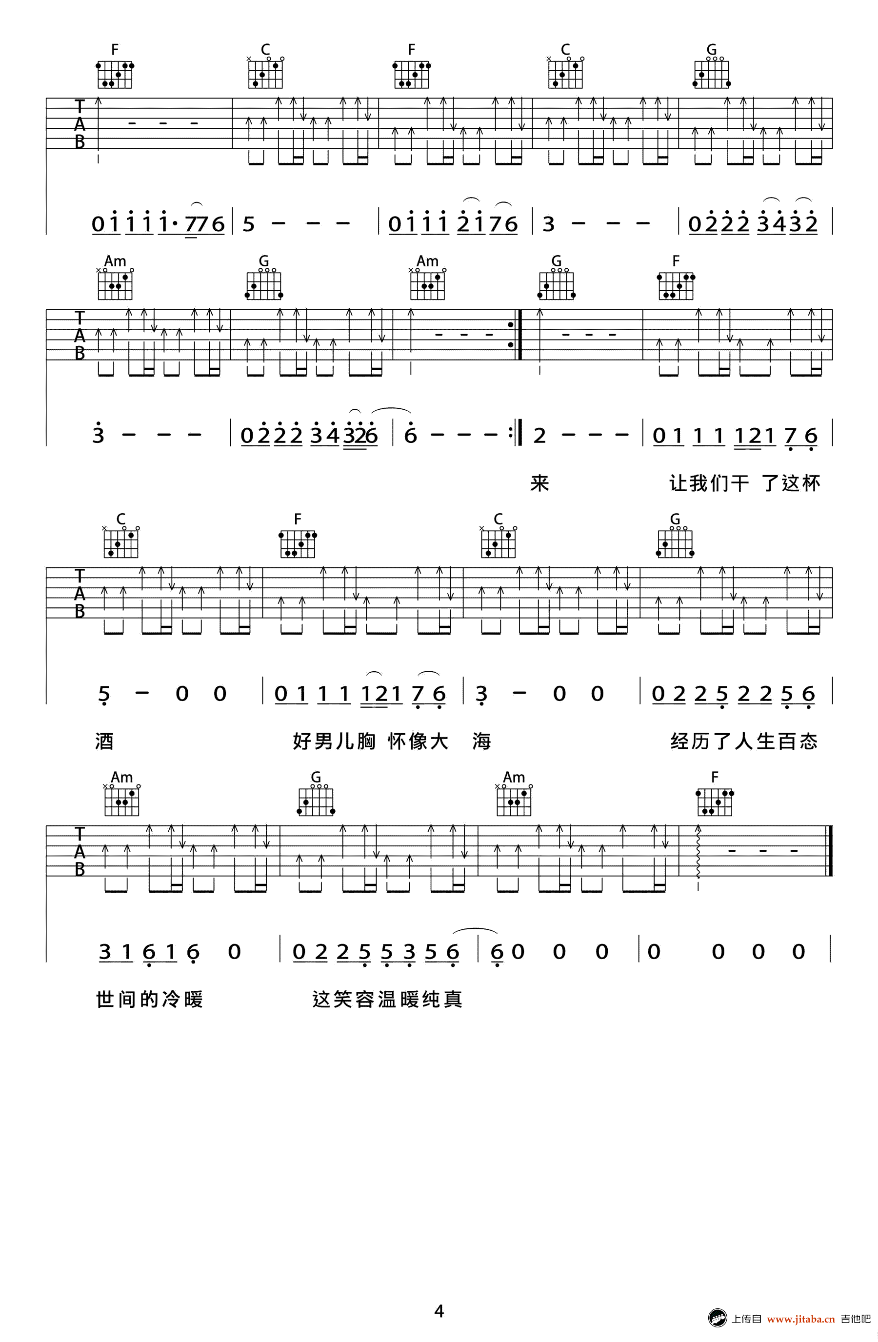曾经的你吉他谱-许巍-LIVE版本-高清弹唱图片谱4