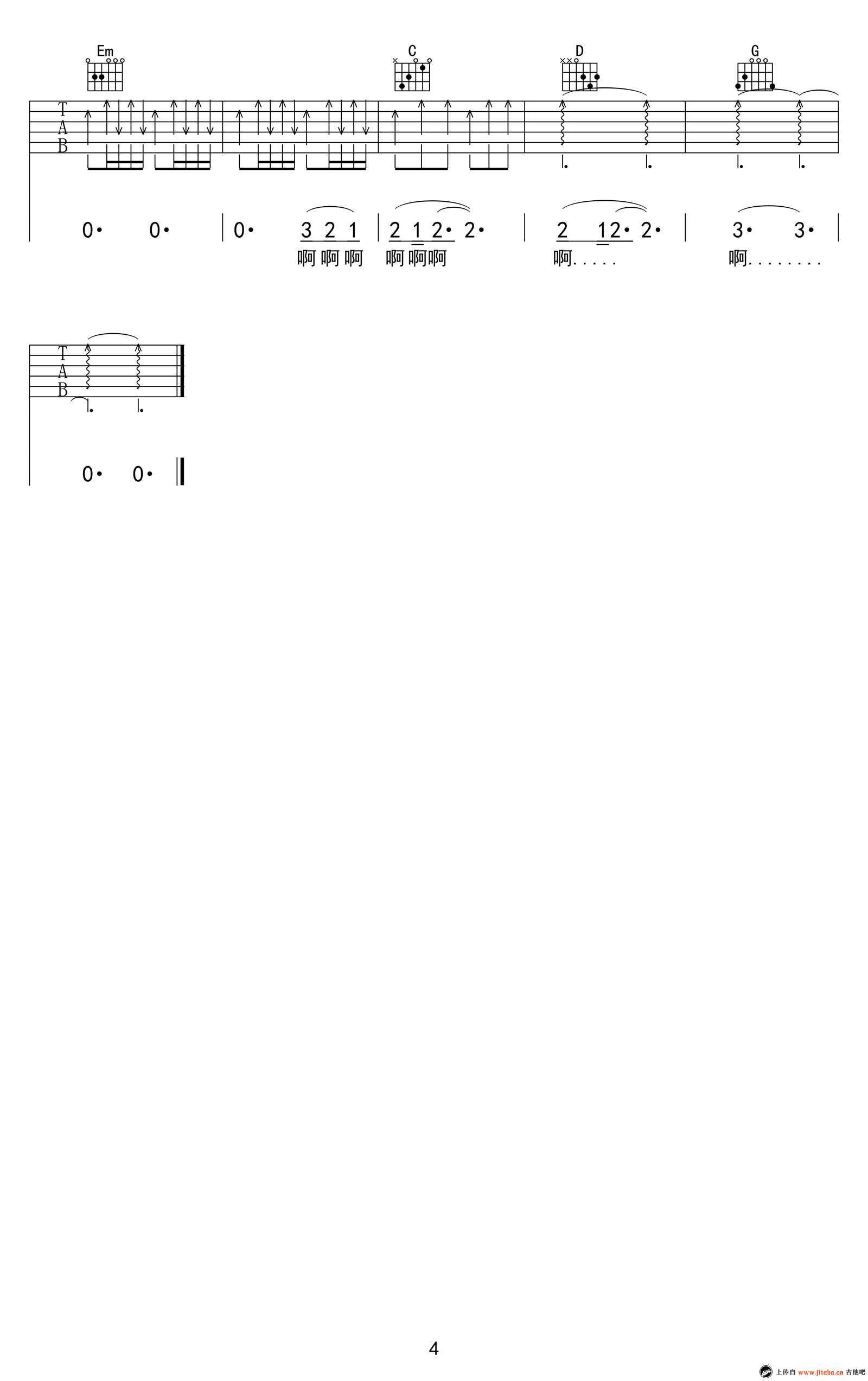 《美丽新世界》吉他谱-伍佰G调弹唱谱-六线谱高清版4