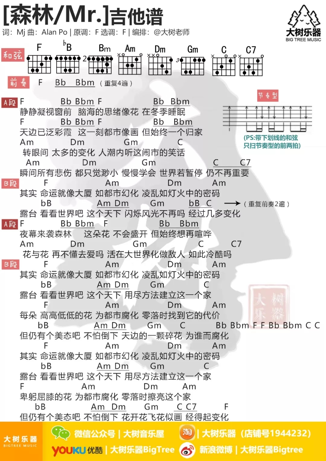 森林吉他谱 F调 Mr.乐队1