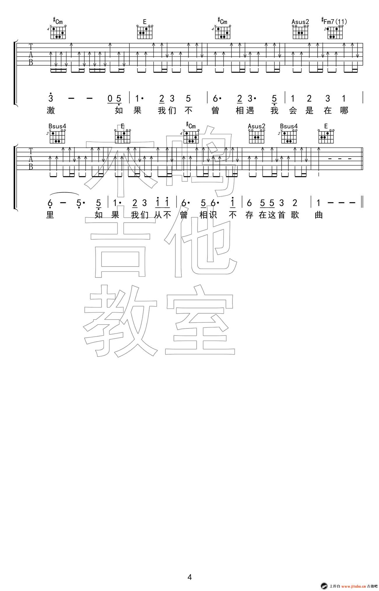 如果我们不曾相遇吉他谱-五月天-六线谱-高清弹唱谱4